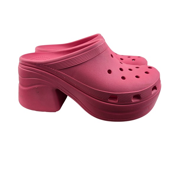 Crocs Classic Siren Platform Clogs Hyper Pink Womens 12 Mens 10 High Heel Mule - Picture 2 of 12